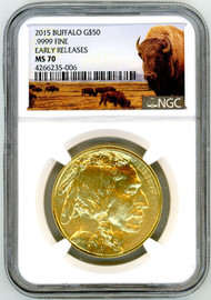 2015 $50 Gold Buffalo MS70 NGC Early Releases Buffalo Label