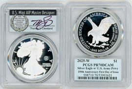 2025-W Proof ASE U.S. Army Privy PR70DCAM PCGS FDOI T. Cleveland wreath 2025-W Proof ASE U.S. Army Privy PR70DCAM PCGS FDOI T. Cleveland wreath