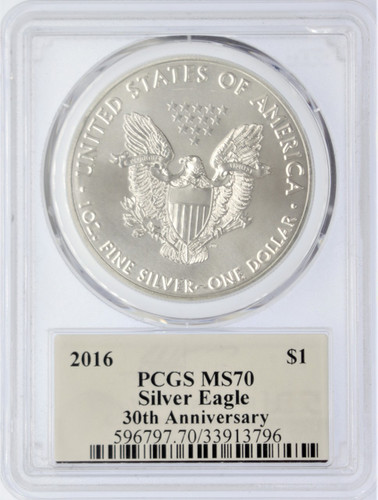 2016 Silver Eagle MS 70 PCGS 30th Anniversary Mercanti Signed