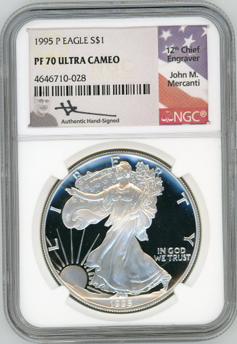 1995 P Proof ASE PF70 NGC Ultra Cameo Flag Mercanti