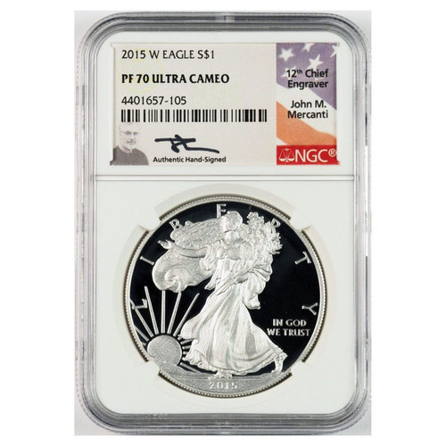 2015 W Proof ASE PF70 NGC Ultra Cameo Flag Mercanti