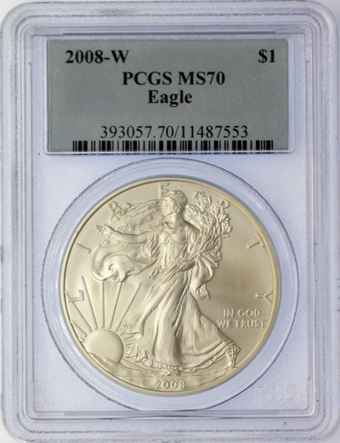 2008-W $1 Silver Eagle MS70 PCGS