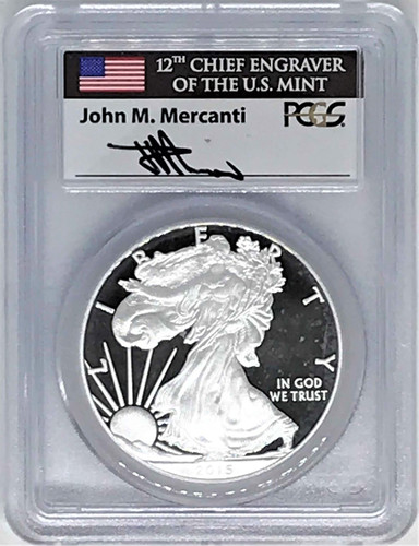 2015-W Proof Silver Eagle PR70 PCGS FDOI-Philadelphia flag Mercanti