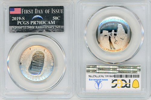 2019-S $.50 Apollo 11 Proof Half Dollar PCGS FDOI PR70 AMF Label