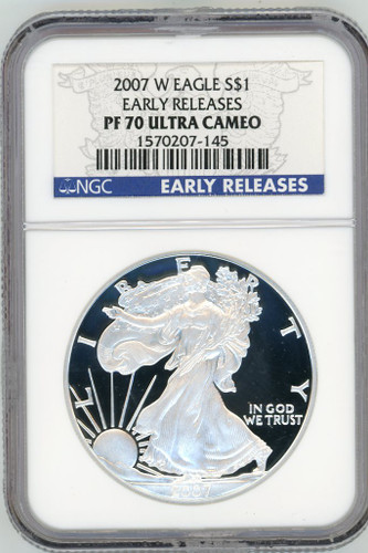 2007 W $1 Proof Silver Eagle PF70 NGC Ultra Cameo Early Releases