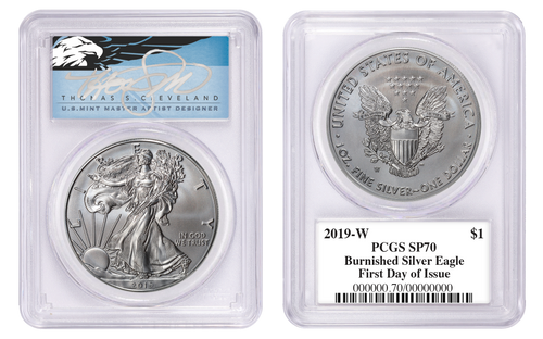 2019-W Burnished ASE SP70 PCGS FDOI T. Cleveland BLUE EAGLE *NEW LABEL*