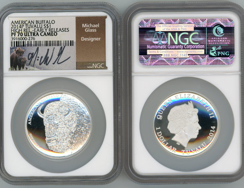 2014P Silver $1 TUVALU American Buffalo PF70 NGC Early Releases Michael Glass