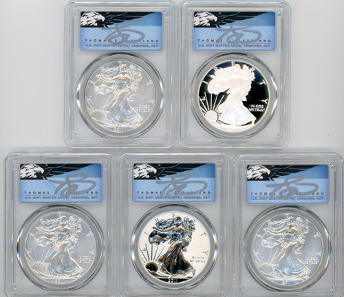 2011 ASE 5-Coin Set MS/PR70/SP70 PCGS 25th Anniv T. Cleveland blue eagle