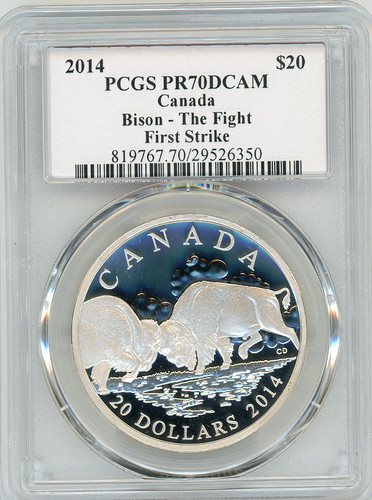 2014 $20 Canada Bison - The Fight PR70 PCGS First Strike S. Blunt