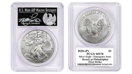 2020-(P) Silver Eagle PCGS MS70 Emergency Issue Struck at Philadelphia First Strike TC Freedom