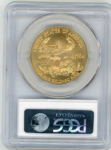 2010 $50 Gold Eagle MS69 PCGS Mint Error Struck-Thru Reverse @ 4:30