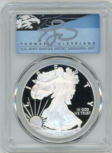 2020-W $1 Proof Silver Eagle PR70 PCGS T Cleveland Blue Eagle