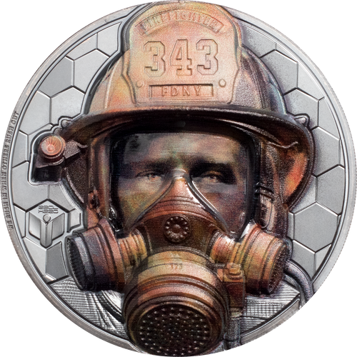 2021 $20 Silver 3oz. Black Proof Cook Islands Real Hereos - Firefighter Ultra High Relief
