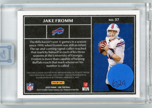 2020 Panini One Jake Fromm Buffalo Bills Autograph Rookie Card 22/75