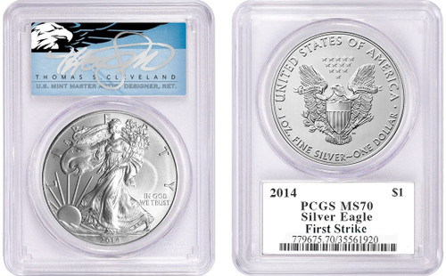 2014 ASE MS70 PCGS First Strike T. Cleveland blue eagle