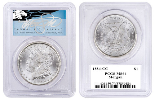 1884-CC $1 Silver Morgan Dollar MS64 PCGS T Cleveland Blue Eagle
