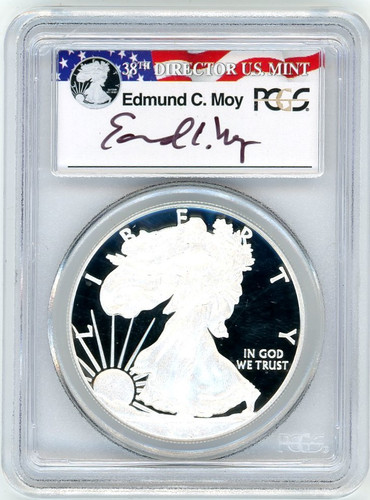 2013-W $1 Proof Silver Eagle PR69DCAM PCGS Ed Moy r/w/b label