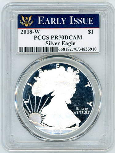 2018-W $1 Proof Silver Eagle  PR70DCAM PCGS Early Issue