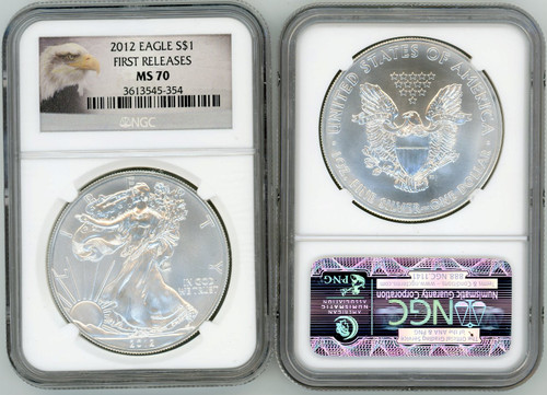 2012 $1 Silver Eagle MS70 NGC eagle label