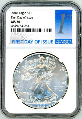 2018 ASE MS70 NGC First Day of Issue 1st label - white core