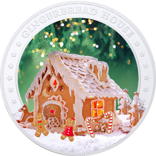 2022 Fiji Gingerbread House 1oz. Silver Proof Colorized Coin in OGP