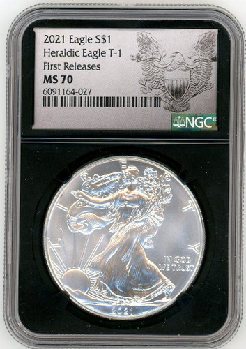 2021 ASE Heraldic Eagle T-1 MS70 NGC First Releases eagle label black core