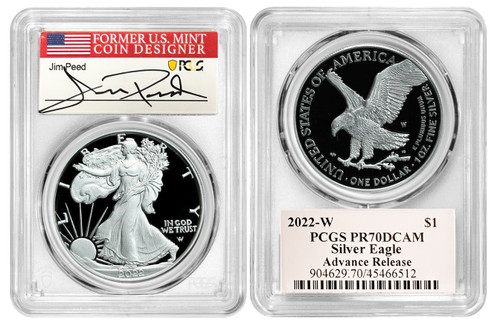 2022-W Proof ASE PR70DCAM PCGS Advance Release flag Jim Peed