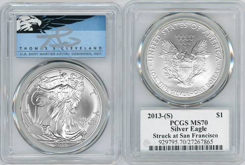 2013-(S) ASE MS70 PCGS Struck at San Francisco T Cleveland Blue Eagle