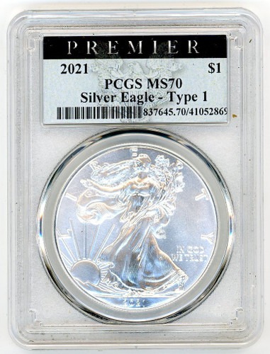 2021 $1 Silver Eagle MS70 PCGS Premier Label