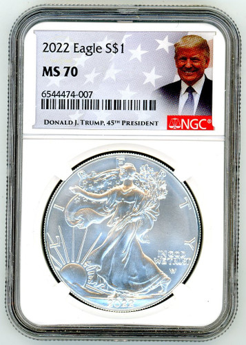 2022 ASE MS70 NGC Donald Trump 45th President flag label