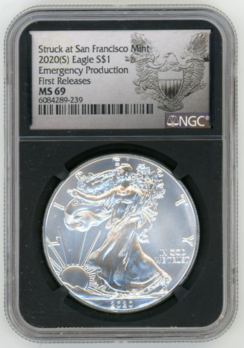 2020(S) ASE MS69 NGC Struck at San Francisco Mint Emergency Production First Releases eagle/shield label w/black core