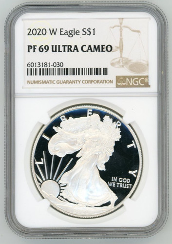 2020 W Proof ASE PF69 NGC Ultra Cameo brown scale label