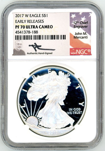 2017 W Proof ASE PF70 NGC Ultra Cameo Early Releases flag Mercanti