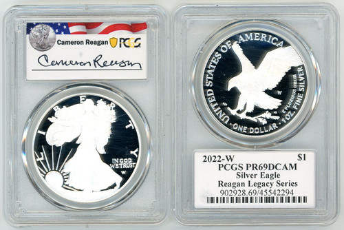 2022-W $1 Proof Silver Eagle PR69 PCGS Reagan Legacy Series Cameron Reagan