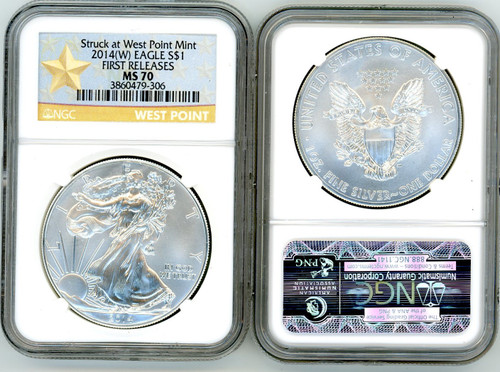 2014(W) ASE MS70 NGC First Releases Struck at West Point star label