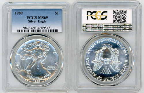 1989 $1 Silver Eagle MS69 PCGS