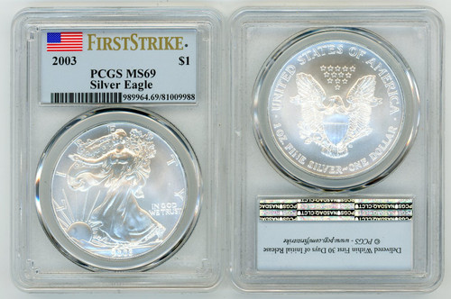 2003 $1 ASE MS69 PCGS Flag First Strike 