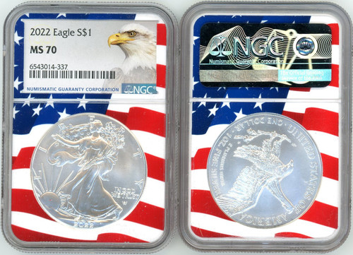 2022 ASE MS70 NGC eagle label w/flag core