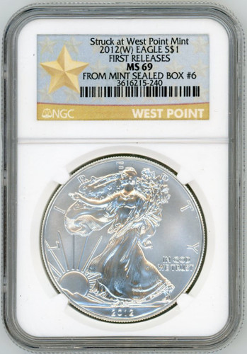 2012(W) ASE MS69 NGC Struck at West Point Mint First Releases from Mint sealed box #6 star label