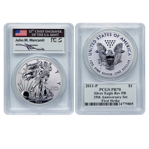 2011-P ASE Rev. PR70 PCGS from 25th Anniversary Set First Strike flag Mercanti