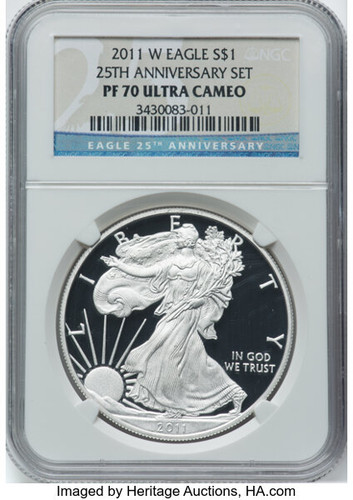 2011 W ASE PF70 NGC Ultra Cameo from 25th Anniversary Set label