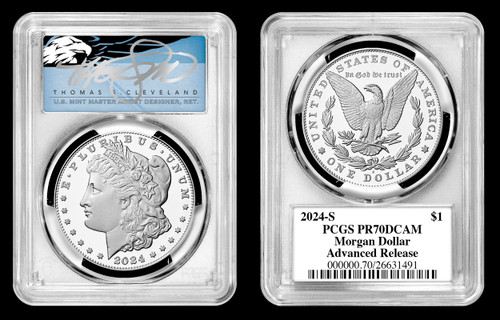 2024-S Proof Silver Peace & Morgan Dollar Set PR70DCAM PCGS Advanced Release T. Cleveland blue eagle