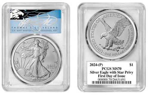 2024 (P) ASE MS70 PCGS Star Privy FDOI T. Cleveland blue eagle