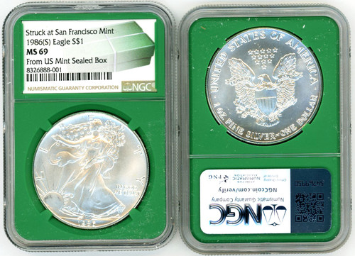 1986(S) ASE MS69 NGC Struck at San Francisco Mint From US Mint Sealed Box