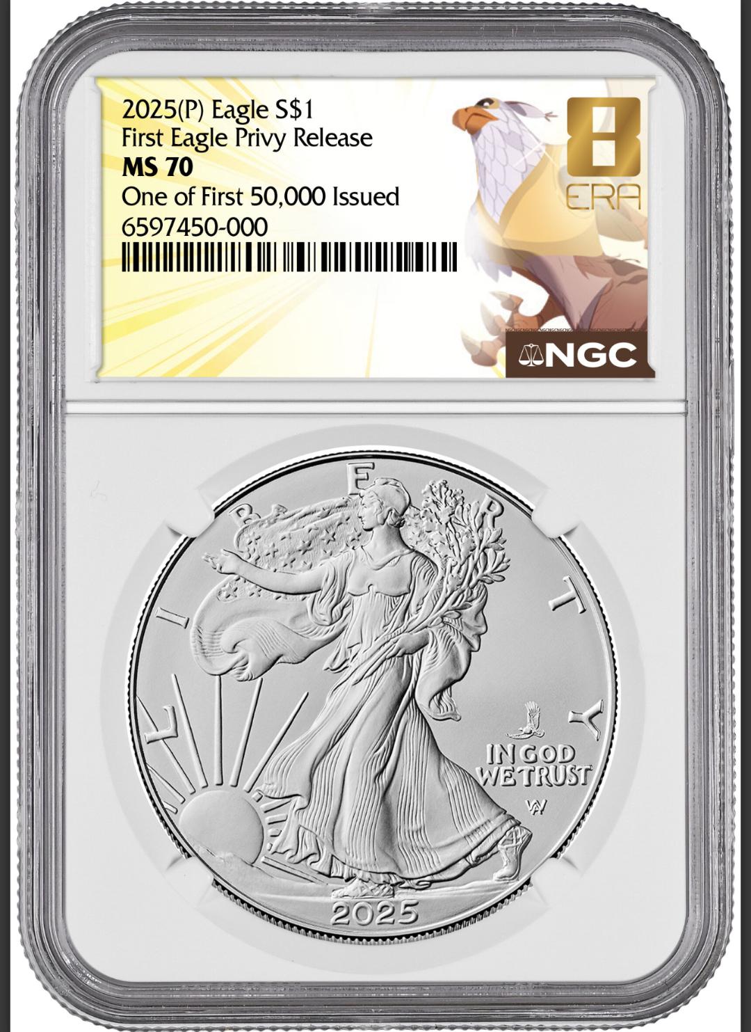 2025(P) ASE MS70 NGC First Eagle Privy Release One of First 50,000