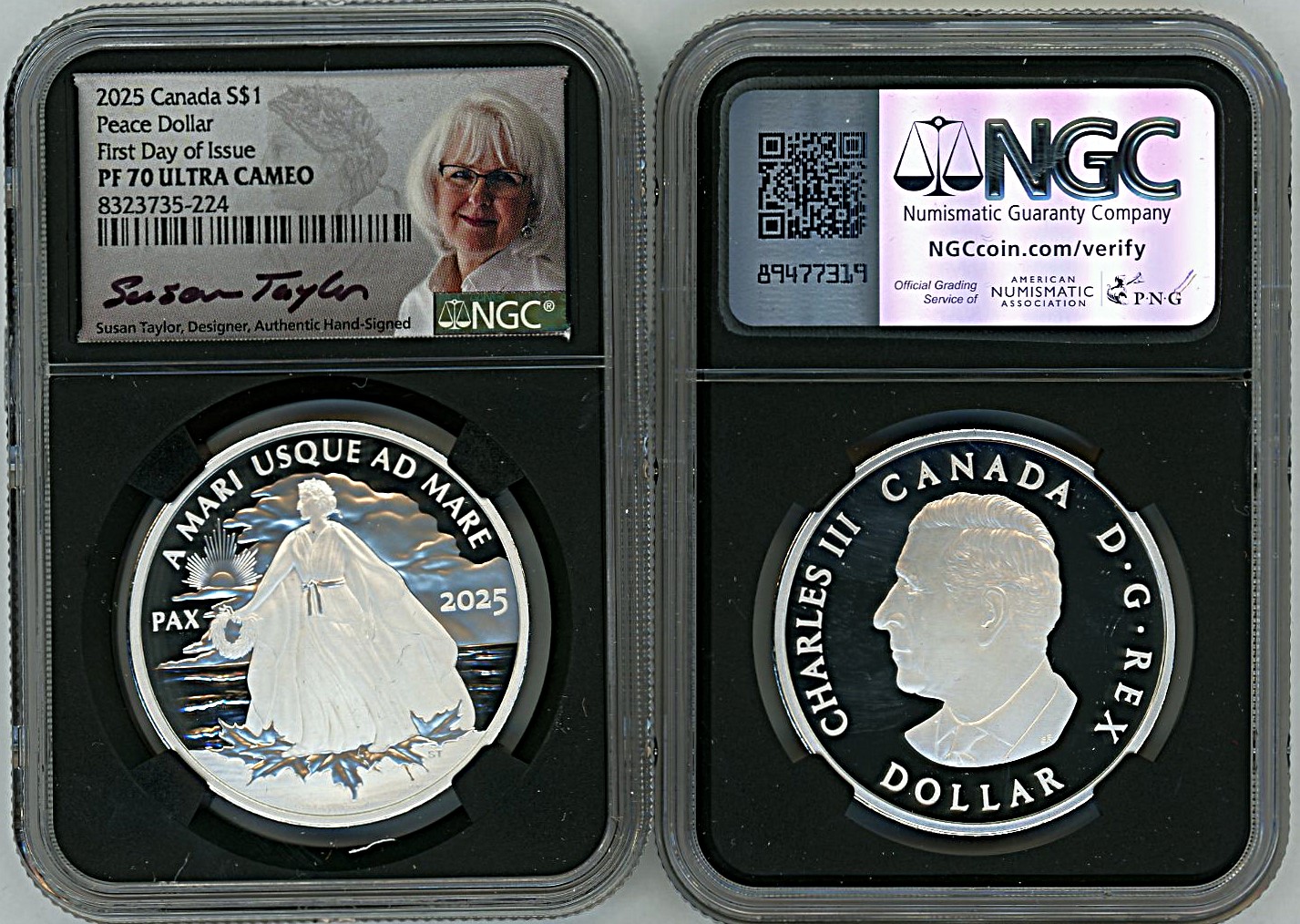 2025 Canada Peace Dollar PF70 NGC Ultra Cameo FDOI S. Taylor