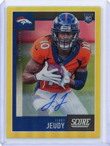 Jerry Jeudy Autographed 2020 Panini Obsidian Patch Rookie Card (PSA)