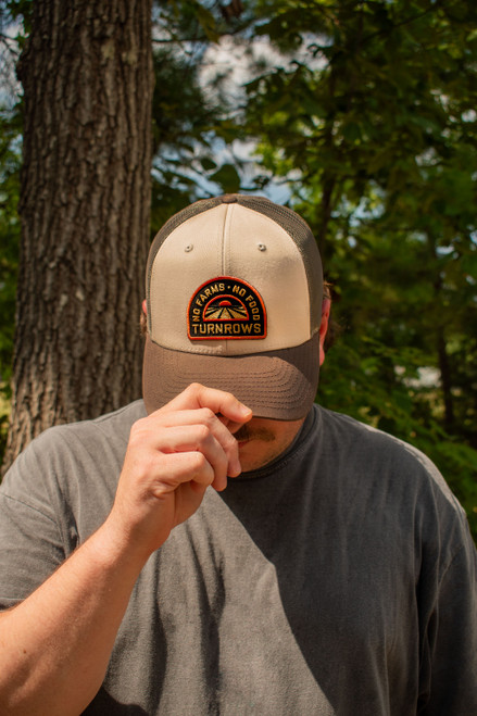 No Farms Emb Patch Structured Mesh Back Trucker (Brown/Khaki)