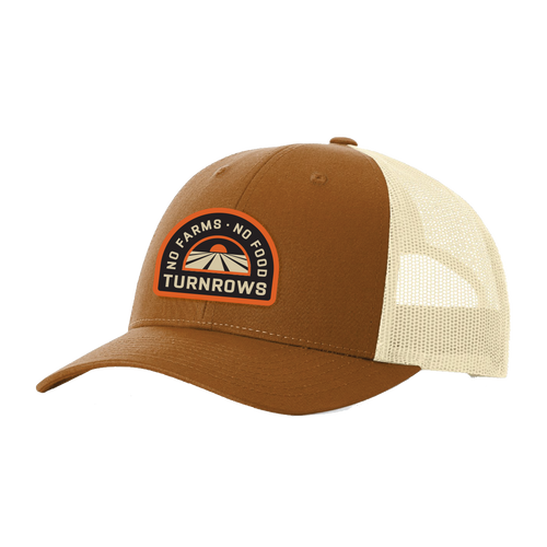 No Farms Emb Patch Structured Mesh Back Trucker (Khaki/Saddle)