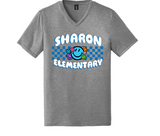 Sharon School Unisex V Neck-Checkered Logo